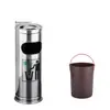 Cubos de Basura de Acero Inoxidable para Hotel al por Mayor, Cubos de Basura Verticales Cuadrados y Redondos para Vestíbulo de Hotel con Cubo Interior, Portavasos, Contenedores para Cáscaras de Fruta en Centros Comerciales