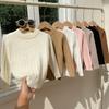 Suéter de Lã Infantil Outono e Inverno para Meninos e Meninas, Camada Base Lisa, Suéter de Gola Redonda Tricô Trançado Estilo Coreano