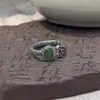 Anillo de Plata S925 Jade Hetian Lingote Ruyi Circonita Anillo Abierto Nicho Lujo Accesible Elegante Antiguo