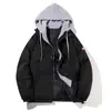 Ropa de algodón elegante y de moda de marca para hombres y mujeres, chaqueta con capucha de invierno gruesa, abrigo de algodón versátil de imitación de dos piezas para parejas, tendencia de moda para hombres