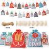 Set de 24 Bolsas Calendario de Adviento de Navidad Bolsas de Cordón con Dulces Navideños para Niños Decoración Festiva Navideña Bolsas de Regalo