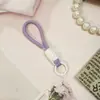 Lanyard de teléfono móvil anudado a juego de color de 12 cm, cordón corto tejido creativo para funda de teléfono, llavero, correa desmontable anti-pérdida