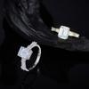Anillo de Plata de Ley S925 de Moda con Corte Esmeralda de 3 Quilates para Mujer, Estilo de Lujo Europeo y Americano, Anillo Cerrado con un Toque de Alta Gama