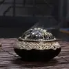 Directo de fábrica quemador de incienso de cerámica celadón con grietas de hielo tapa de cobre aleación de metal antiguo alambre de incienso sándalo incienso quemador de incienso al por mayor