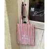 Bolso Cruzado de Hombro Casual con Rayas de Letras Estilo Coreano para Mujer, Bolso de Lona de Gran Capacidad, Bolso de Mano con Diseño de Nicho, Bolso Tote para Viajes Diarios