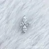 Pendientes de Aleación de Titanio F136 Trébol de Cuatro Hojas Marquise G23 Titanio Rosca Interna Zirconia Joyería para Perforación de Labio Lengua