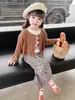 Conjunto de Otoño para Niñas, Nuevo Estilo Coreano, Ropa Linda y a la Moda, Pantalones de Pierna Ancha, Conjunto de Dos Piezas Holgado y Cómodo