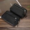 Riñonera de Cuero con Cremallera de Gran Espacio para Hombre, Bolso para Teléfono Móvil, Doble Capa Multifuncional, Cinturón de Cuero Suave, Portatarjetas 6 pulgadas / 6.5 pulgadas