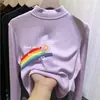 Camiseta térmica de forro polar para niña con cuello alto medio, ropa infantil de dibujos animados para primavera/otoño/invierno, top interior cálido para niños, moderno