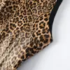 Ins Ropa de mujer estilo europeo y americano al por mayor 2026 Otoño Nuevo Vestido Corto sin Mangas de un Hombro con Estampado de Leopardo PU Falda de Cuero