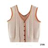 Camisola pequeña de punto trenzado con torsión de color contrastante para mujer, ropa exterior moderna, chaleco ins, estilo suave, camiseta sin mangas, top de verano
