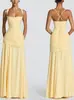 2026 Nuevo Vestido Largo Fruncido con Tirantes Estilo Europeo y Americano, Vestido de Noche Ajustado, Elegante y con Estilo Vestido Transfronterizo para Mujer