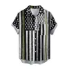 Camisa Masculina Europeia e Americana Transfronteiriça Nova de Verão com Estampa Digital 3D Havaiana Casual de Manga Curta com Lapela Roupa Masculina