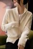 Otoño Nuevo Cuello Pequeño Diseño con Doble Cremallera Sentido Cárdigan de Punto de Lana para Mujer Chic Nicho Manga Larga Hombro Ropa Exterior