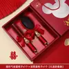 Peine de Boda Rojo con Cojín de Aire Peine para Novia Dote Espejo de Boda Caja de Regalo Set de Artículos de Boda
