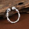 Anillo Rey Ciervo Dorado Plata Pura Vintage Personalidad Diseño Moderno Hueso Cráneo Plata Pura Anillo para Hombre Joyería de Plata Pura