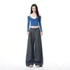 Pantalones Casuales de Traje de Pierna Ancha Sueltos con Diseño de Pliegues Estilo Retro Americano Nuevo para Mujer 2026
