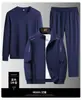 Traje Deportivo de Tres Piezas para Hombre Tallas Grandes Transfronterizo Primavera y Otoño Chaqueta de Cuello Alto + Sudadera + Pantalones Largos Ropa para Hombre de Comercio Exterior al por Mayor