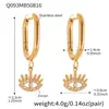 Pendientes Xinyixinxin Estilo Lujo Accesible Europeo y Americano Ojo del Diablo Chapado en Oro Real de 18 Quilates Acero Inoxidable Incrustado Pendientes de Circonita Pendientes