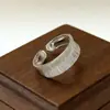 Anel Geométrico Escovado Coreano Design de Nicho Fashionável Estilo Ins Banhado a Prata 925 Simples Textura para o Dia a Dia Anel para o Dedo Indicador