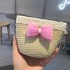Chapéu de sol para meninas de verão, estilo princesa, protetor solar de praia, aba grande, chapéu de palha com laço, bolsa