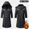 Abrigo de algodón largo impermeable y cortavientos para hombre de invierno, forrado de forro polar y engrosado, estilo con cremallera, ropa de trabajo, chaqueta de algodón para almacenamiento en frío