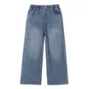 Calças para meninas, nova coleção primavera/outono 2026, jeans de brim de primavera para meninas, jeans de brim bordado com pérolas de outono para meninas mais velhas, transfronteiriço