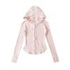 Chica Atractiva Cintura Ceñida Fitness Cardigan Chaqueta de Manga Larga Estilo Otoño Nuevo para Mujer Alta Elasticidad Ajustado Delgado Sudadera