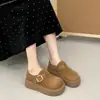Zapatos de algodón para la nieve cálidos, forrados de polar, de suela gruesa para mujer, adecuados para usar al aire libre en invierno, nuevo modelo otoño e invierno 2026, versátiles, que aumentan la altura, completamente cerrados, estilo Birkenstock