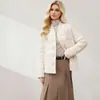 Chaqueta de Plumas de Ganso Hecha a Medida para Mujer, Abrigo de Plumas de Estilo Cárdigan de Mezcla de Lana de Alta Gama, Chaqueta de Plumas Ligera y de Corte Holgado, Procesamiento Personalizado