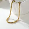 Colar Corrente Quadrada de Pérola em Aço Inoxidável Transfronteiriço Corrente de Pingente Tendência em Aço Inoxidável 2mm Colar Pulseira Amazon