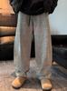 Calça Casual Masculina Estilo Americano Retrô Preguiçoso Listrada Diagonal Marca Moderna Solta Afinando Perna Reta Vertical
