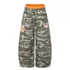 Pantalones Camuflaje Pierna Ancha Bordado de Letras con Cordón Estilo Retro Americano Hombres Mujeres Verano Nuevo Sueltos Casuales Pierna Recta Largos Modernos