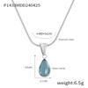 Colar com Pingente de Pedra de Vidro em Forma de Gota Verde e Azul, Design Elegante, Corrente para Clavícula, Aço Titânio, Banhado a Ouro, Não Desbota