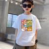 Camiseta de Algodón para Niños Verano Niños Camiseta Manga Corta Estilo Nuevo Mediano-Grande Niños Estilo Occidental Media Manga Ins Calle Frita Marca de Moda Prenda Base