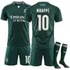 2627 Conjunto de Camisas 7 Vinicius C. Ronaldo Novo Real Madrid Fora de Casa 10 Mbappe Uniforme de Futebol Verde