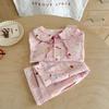[Casa Rosa] Conjunto Doce para Meninas Desenho Animado Estilo Coreano Roupas de Casa Bebê Soltinho Fofo Estampado Pijama