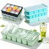 Molde de Silicone para Cubos de Gelo Longos Transfronteiriços para Uso Doméstico, Grande Capacidade, Grau Alimentício, com Tampa, Fácil de Desenformar, Caixa para Fazer Gelo