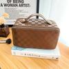 Bolsa de Cosméticos Nueva a Cuadros Personalizada para Mujer de Gran Capacidad Bolsa de Almacenamiento de Cosméticos para el Cuidado de la Piel en Capas Bolsa de Aseo Estilo Celebridad de Internet