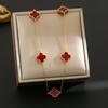 Colar de aço de titânio Fritillaria de cinco flores de celebridades da Internet, dupla face, feminino, ouro verdadeiro 18K, galvanizado, trevo de quatro folhas, corrente de clavícula antidesbotamento