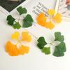 Tres piezas de hoja de ginkgo artificial, hoja caduca individual falsa, decoración de ventana de boda, hoja de ginkgo amarilla, hoja muerta, hoja de plástico