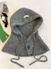 Pasamontañas Nuevo Otoño e Invierno para Mujer Engrosado Cálido Cortavientos Pulóver Protección para Orejas Cordón Bufanda para el Cuello Gorro de Lana Integrado