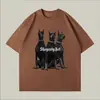 200g Pesada 100% Algodão Casais Manga Curta Verão Nicho Chique Camiseta Feminina Solta ins Manga Curta Masculina Tendência