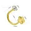 Binkes F136 Aleación de Titanio Dorado Diamante Incrustado Forma de U Perforación de Cartílago Pendiente de Oreja Versátil Anillo de Nariz Anillo de Ombligo Joyería