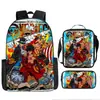 Mochila Escolar Exclusiva One Piece Três Peças Conjunto Mochila Rei do Mar Grande Capacidade Mochila para Aluno do Ensino Médio