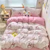 Cáñamo de Origen Vegetal Algodón Cepillado Espeso Algodón Lavado Algodón Amigable con la Piel Juego de Cuatro Piezas Funda de Edredón Individual Dormitorio de Estudiantes Juego de Tres Piezas