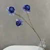 Flor de Princesa de Tres Cabezas Decoración de Boda Día de San Valentín Cumpleaños Flor Artificial Arte Floral Hecho a Mano Sala de Transmisión en Vivo Paisajismo del Hogar Flor Falsa