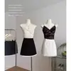 Falda retro de lunares con ribete de encaje, nuevo estilo de verano, de cintura alta, que se ajusta a la figura y falda mini versátil de línea A