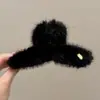 Presilha de Garra para Cabelo com Flor e Laço de Pelúcia para Mulheres, Presilha Grande para Cabelos Grossos, Acessório de Cabelo Tipo Presilha Tubarão