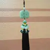 Colgante de coche de cristal verde seguro, joyería con borlas de cuentas, tridimensional, de doble cara, tallado a doble cara, colgante de coche